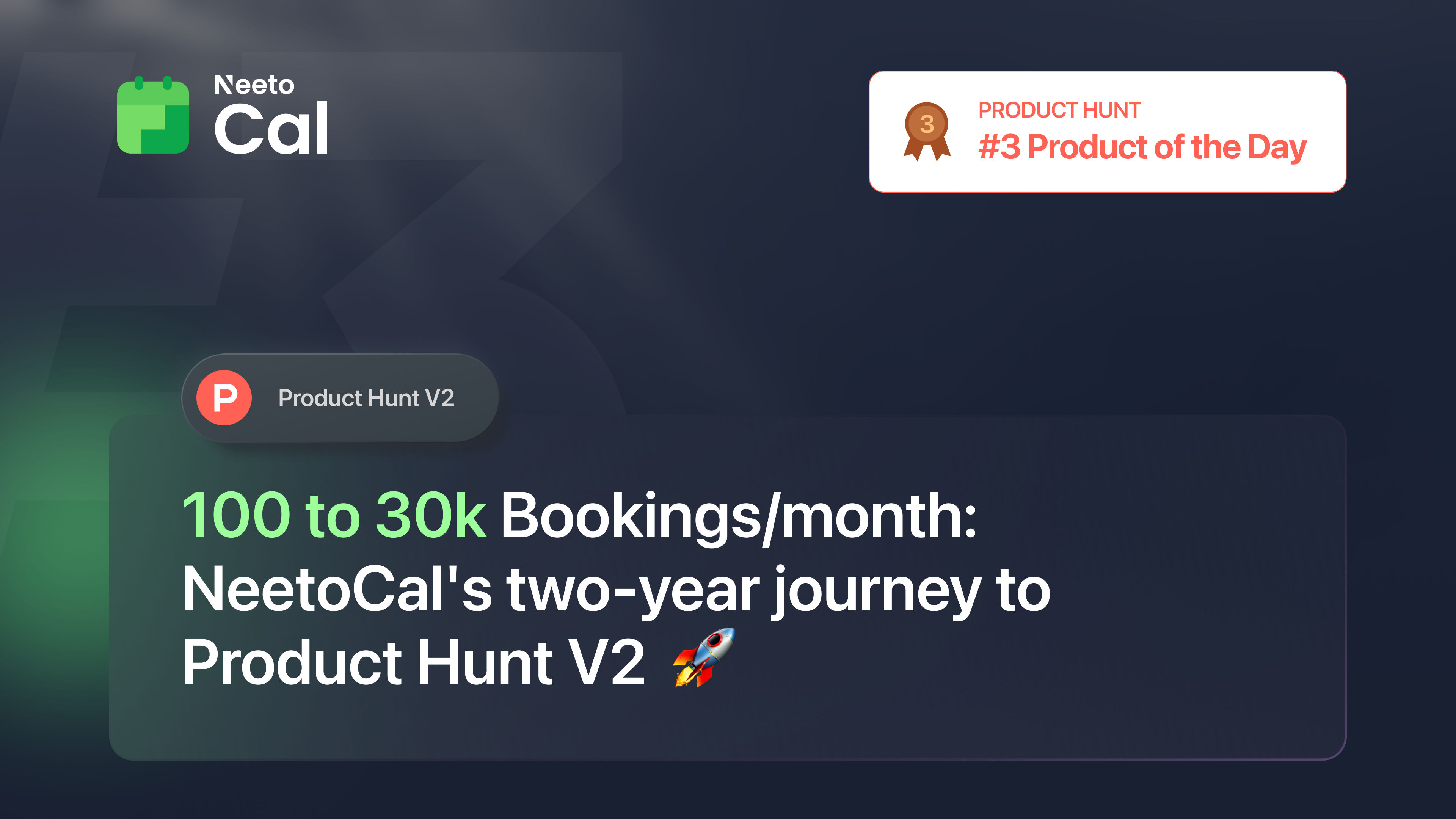 From 100 to 30k Bookings/month: NeetoCal's two-year journey to Product Hunt V2