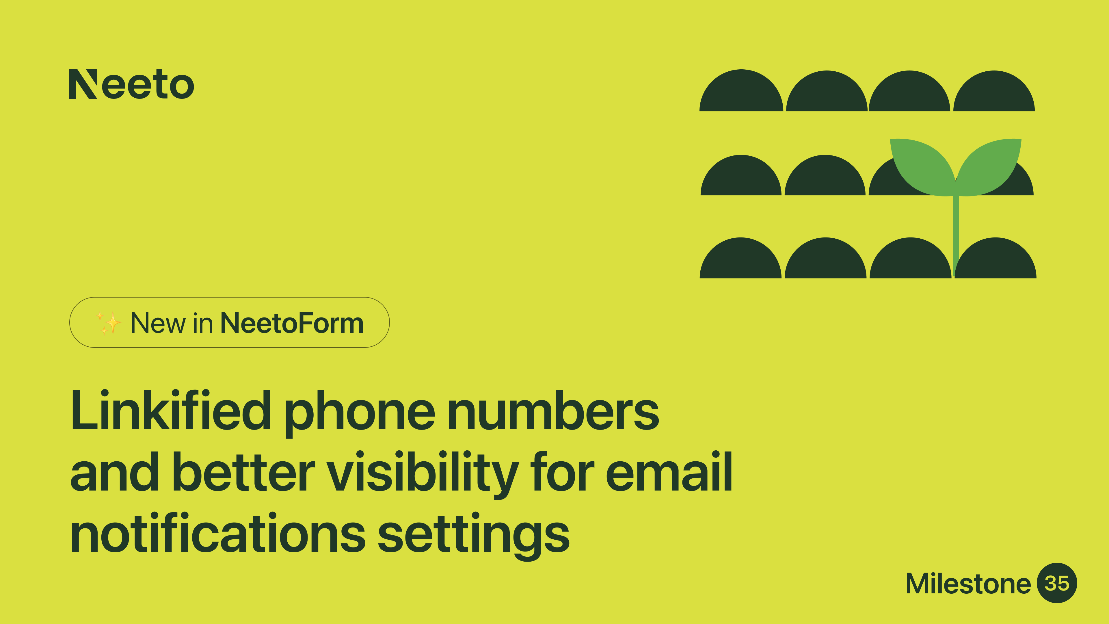 Milestone M35 - Linkified phone numbers and better visibility for email notifications settings