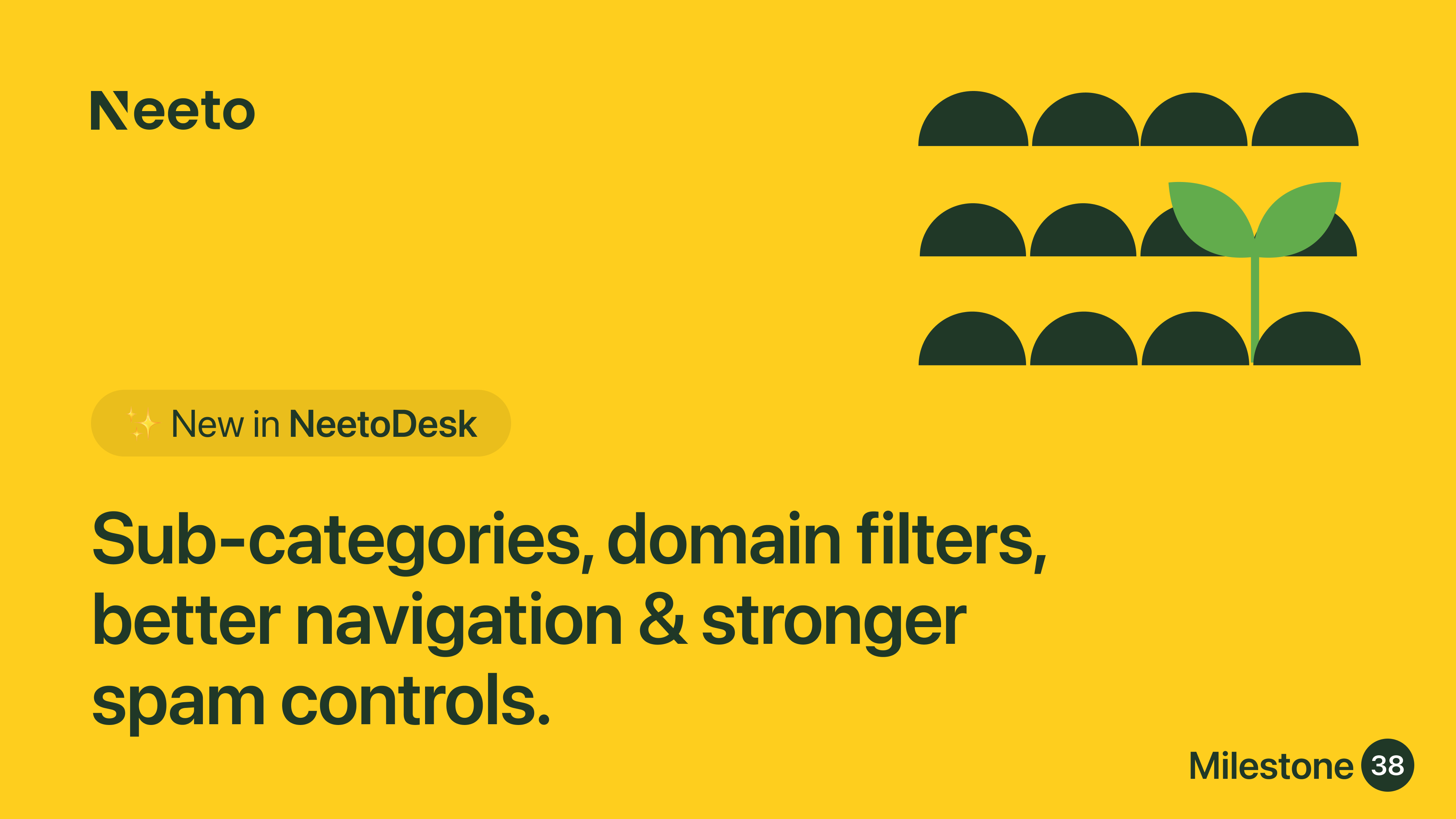 Milestone M38 – Sub-categories, domain filters, better navigation & stronger spam controls
